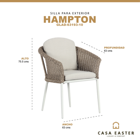 Silla  para exterior e interior Color Blanca HAMPTON- GLA-63193-10 CasaEaster