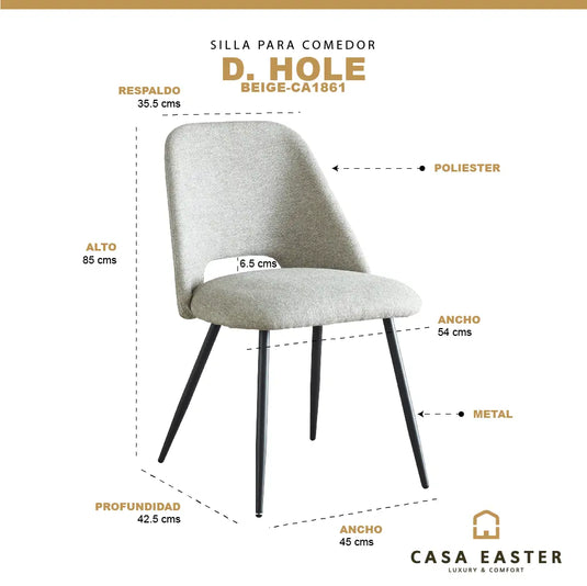 Silla  para interior  Color Beige D HOLE-CA1861 CasaEaster