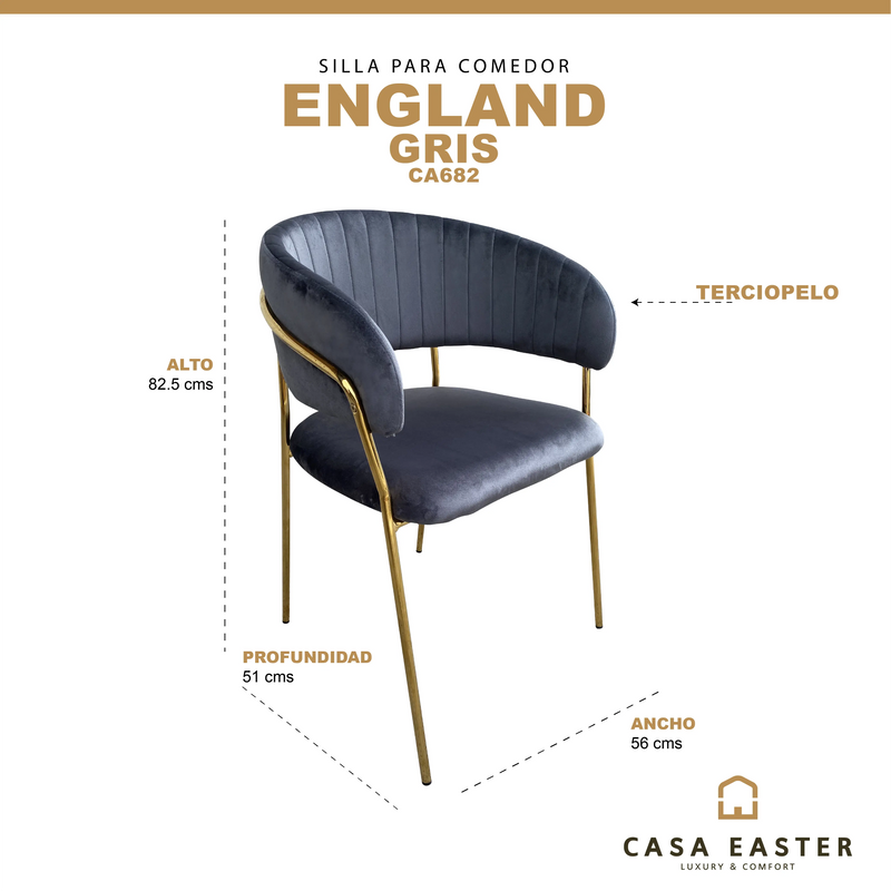 Cargue la imagen en el visor de la galería, Silla  para interior Color Gris ENGLAND-CA682 CasaEaster
