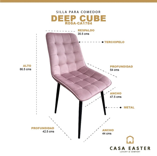 Silla  para interior  Color  Rosa DEEP CUBE-CA1784 CasaEaster
