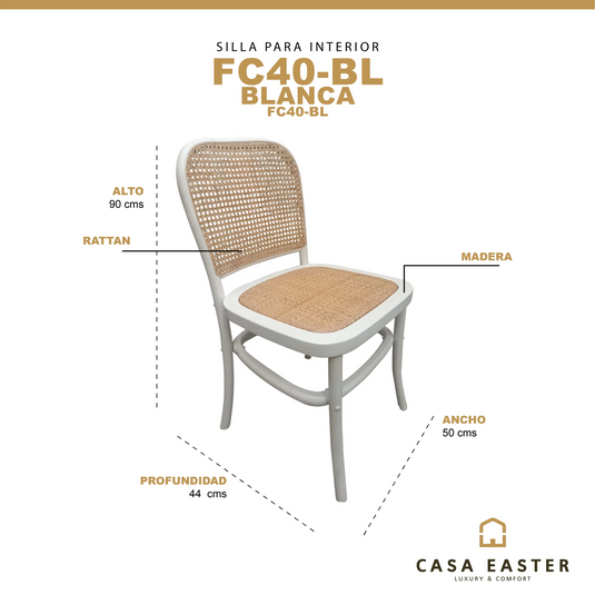 Silla para interior de madera color blanca FC40-BL-FC40-BL CasaEaster