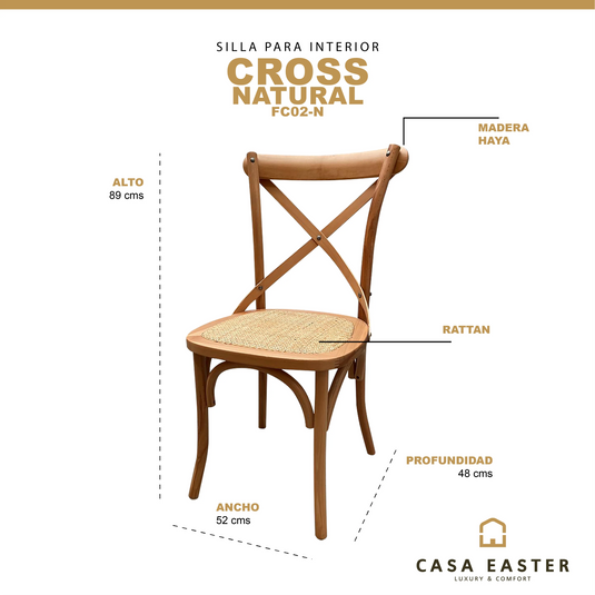 Silla para interior de madera color natural Cross - FC02-N CasaEaster