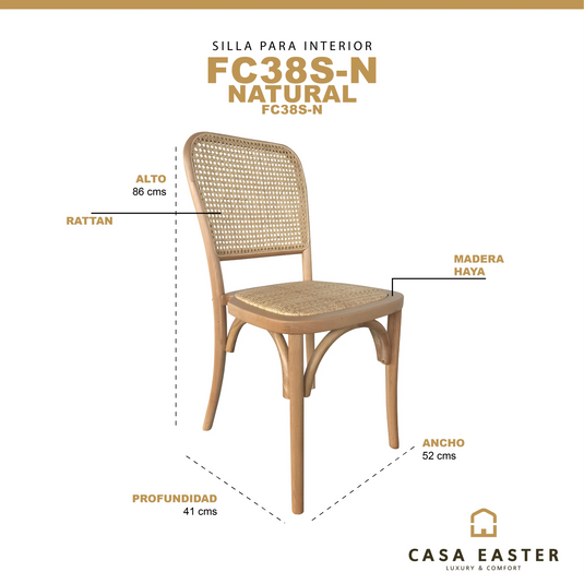 Silla para interior de madera color natural FC38S-N - FC38S-N CasaEaster