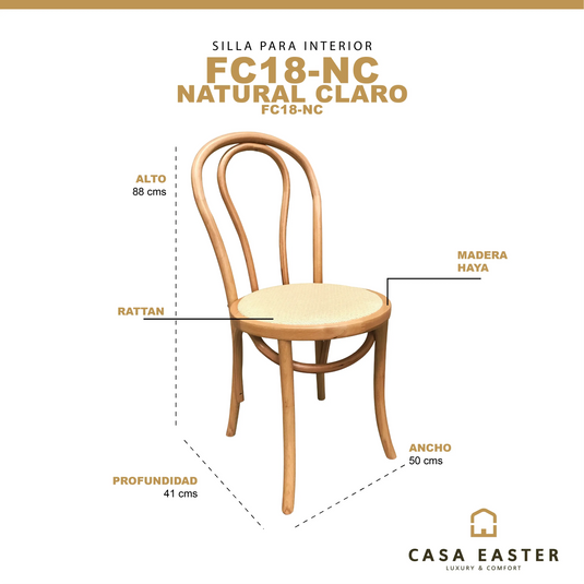 Silla para interior de madera color natural claro FC18-NC -FC18-NC