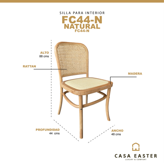 Silla para interior de mandera color natural FC44-N - FC44-N CasaEaster