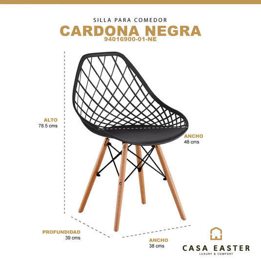 Silla para interior y exterior Color Negro Cardona -94016900-01-NE CasaEaster