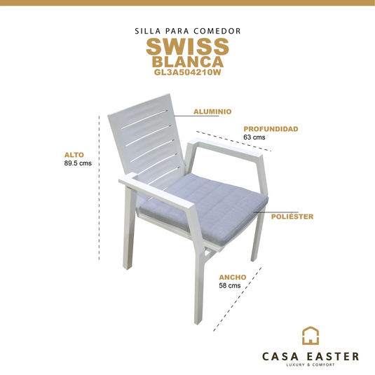 Silla para interior y exterior color blanca Swiss - GL3A504210W CasaEaster