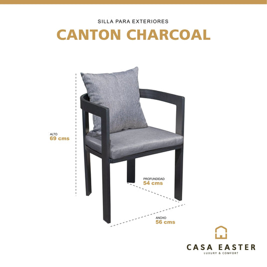 Silla para Exterior e Interior de Aluminio Color Carbon CANTON-12-637 -12-827