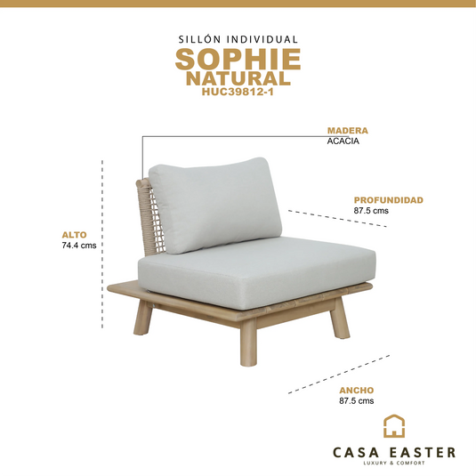 Sillón Individual de Madera SOPHIE - HUC39812-1 CasaEaster