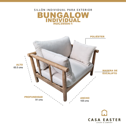 Sillón Individual para interior y exterior color natural Bungalow-HUC39504-1 CasaEaster