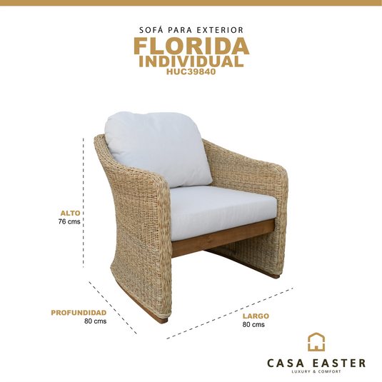 Sillón Individual para interior y exterior de Rattan color Natural Florida-HUC39840 CasaEaster
