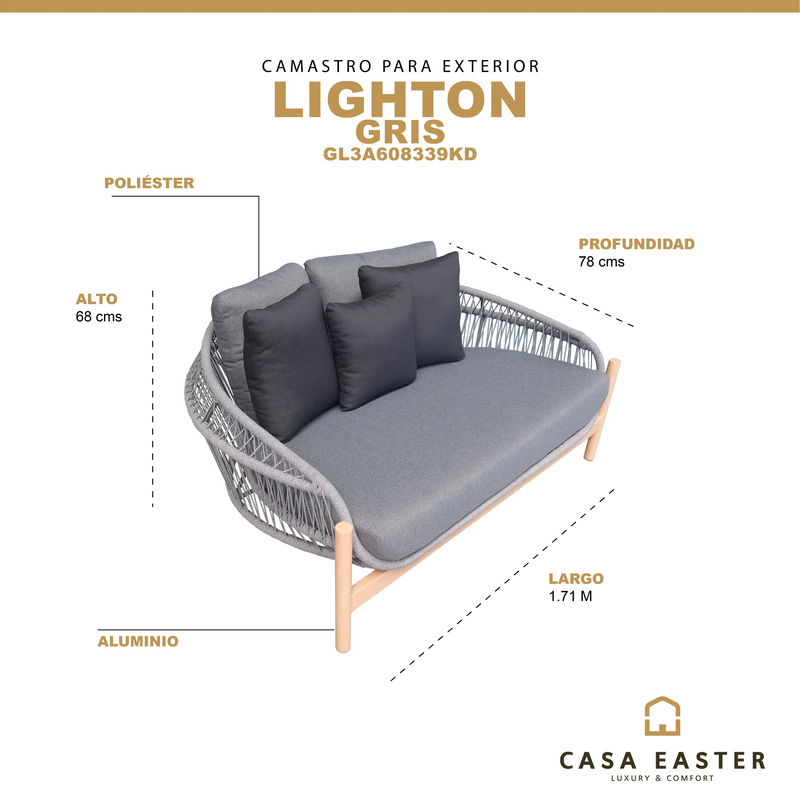 Cargue la imagen en el visor de la galería, Sillon Lounge bed Gris Lighton - GL3A608339KD CasaEaster
