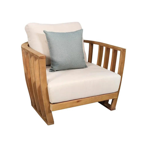 Sillon de Madera Teca Para interior Color Blanco WOODLAND INDIVIDUAL-HUC25692-1