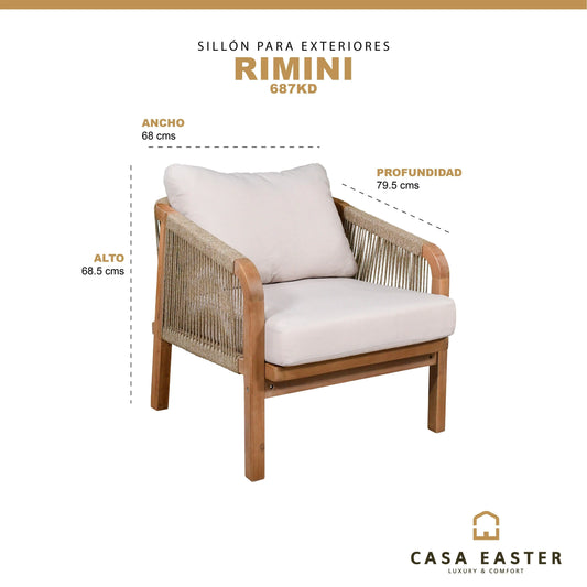 Sillon para Exterior e Interior De Madera  RIMINI INDIVIDUAL- HUC25687KD