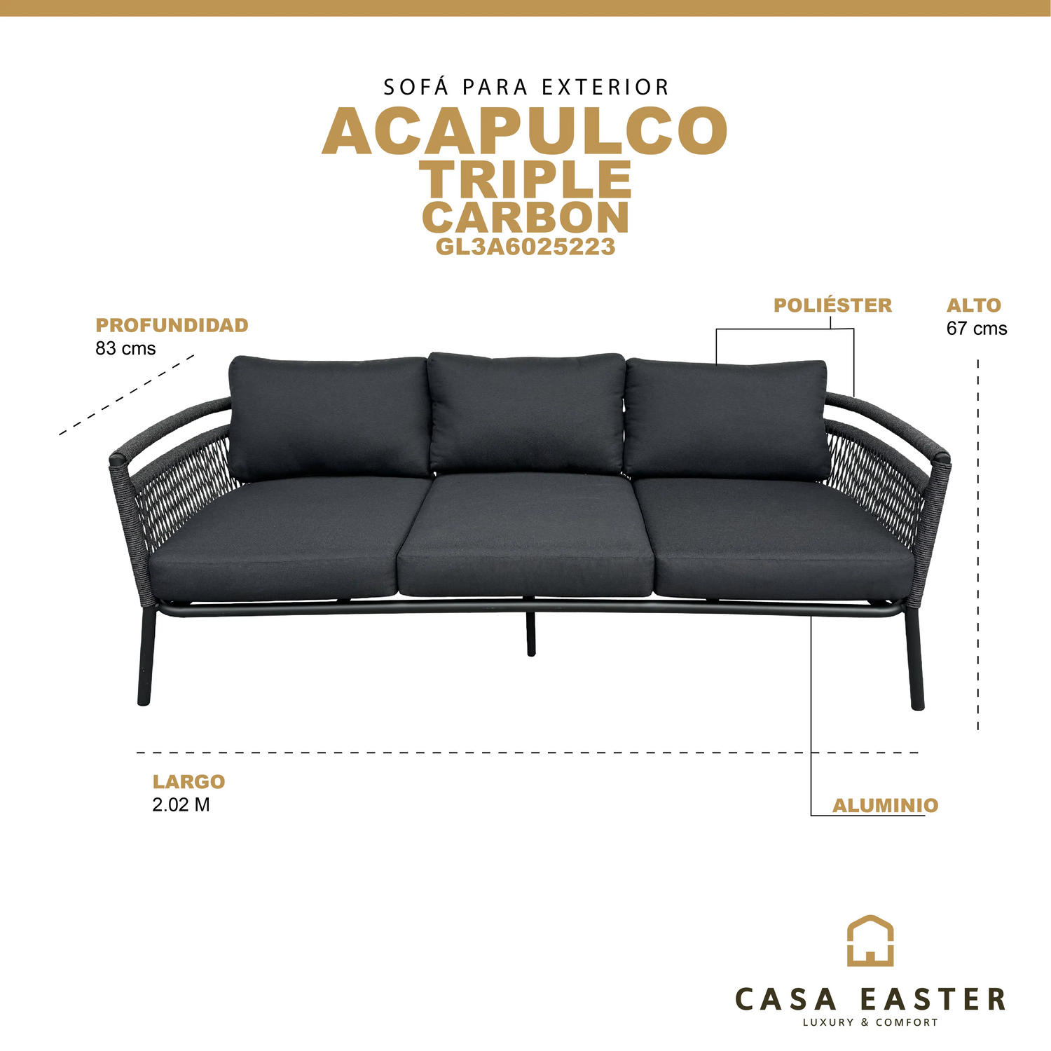 Sillon para interior y exterior color Carbon Acapulco Triple - – CasaEaster