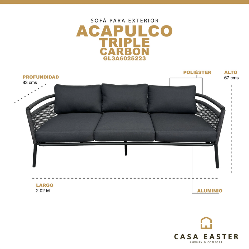 Cargue la imagen en el visor de la galería, Sillon para interior y exterior color Carbon Acapulco Triple - GL3A6025223 CasaEaster
