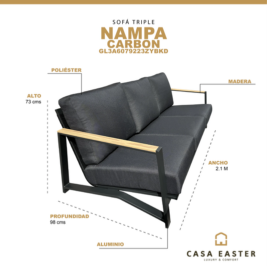 Sillon triple Nampa Color Carbon - GL3A6079223ZYBKD CasaEaster