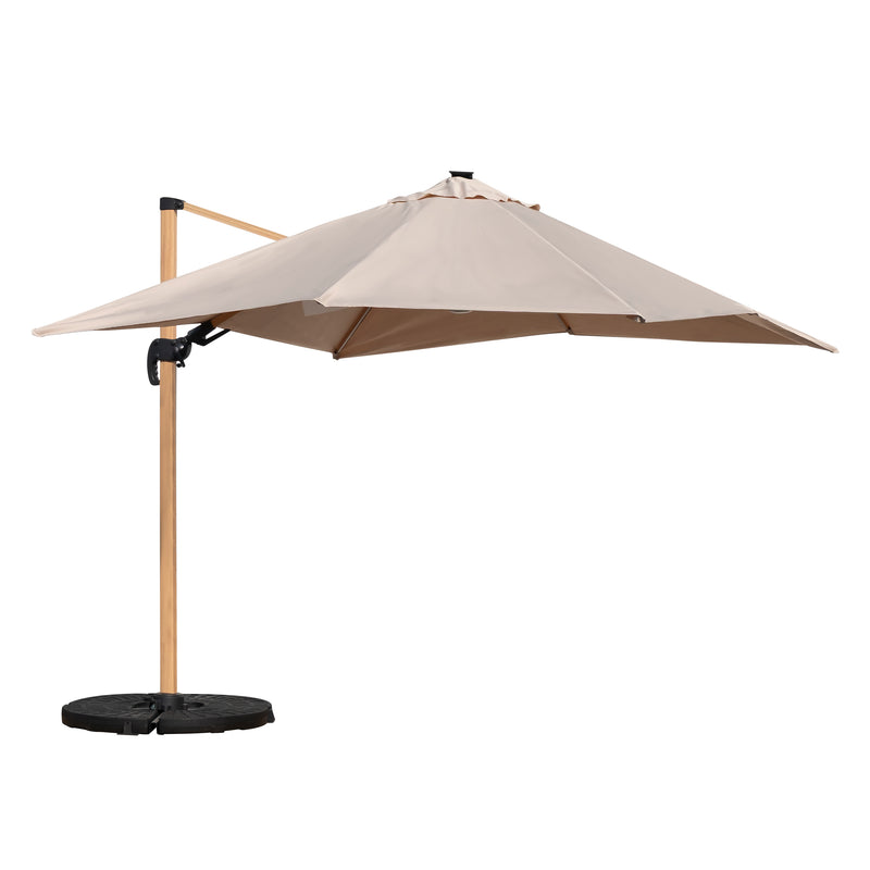 Cargue la imagen en el visor de la galería, Sombrilla Small Roma Brazo de luz LED Lateral + base COCO Para Jardin Color Beige - 60412FN-SMALLBE-COCO
