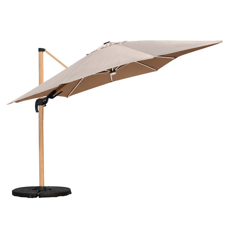 Cargue la imagen en el visor de la galería, Sombrilla Small Roma Brazo de luz LED Lateral + base COCO Para Jardin Color Beige - 60412FN-SMALLBE-COCO
