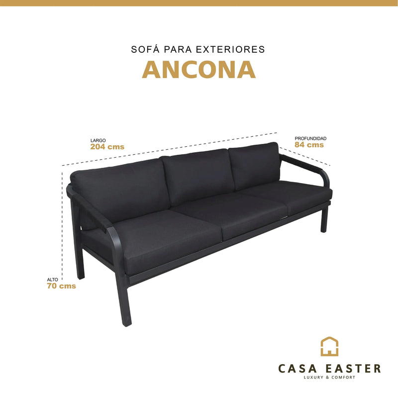 Cargue la imagen en el visor de la galería, Sofa para Exterior e Interior de Aluminio Color Carbon ANCONA TRIPLE-75745
