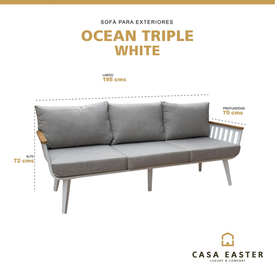 Sofa para Exterior e Interior de Color  BLANCO-OCEAN TRIPLE-CST