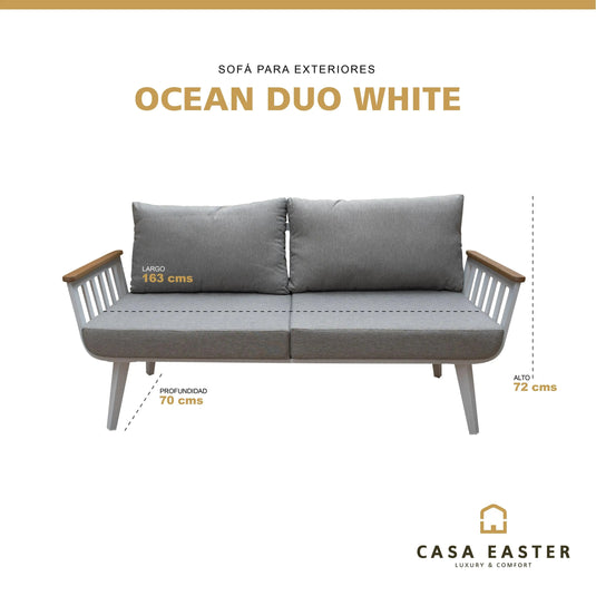 Sofa para Terraza o Jardin Color Blanco OCEAN DOBLE-C45W CasaEaster