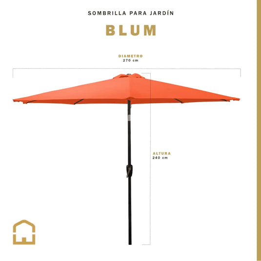 Sombrilla Blum Para Jardin o Exterior con Angulo de Inclinación Color Naranja -S-21