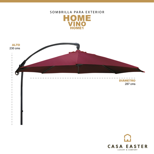 Sombrilla Lateral para Exterior o Interior Color Vino- HOME-HOME1 CasaEaster