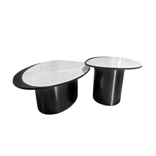 Mesa de centro TAO B05 1.1M/ 86 cm 2 pz color blanco & negro - TAO-B05