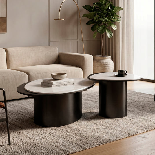 Mesa de centro TAO B05 1.1M/ 86 cm 2 pz color blanco & negro - TAO-B05