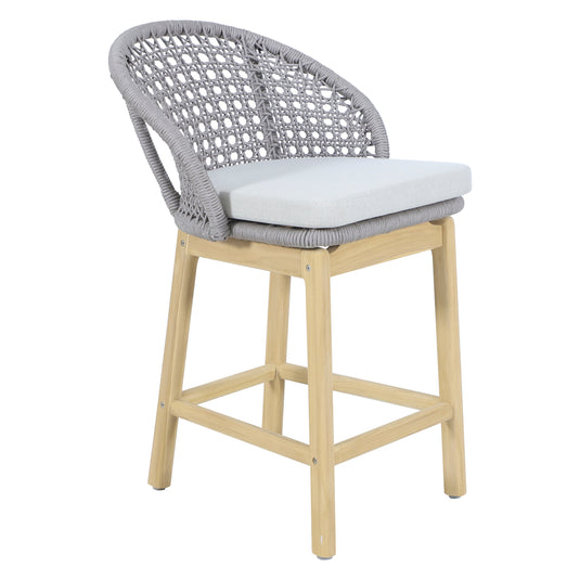 Silla alta de madera Trinity para exterior e interior color Gris - HUC41243