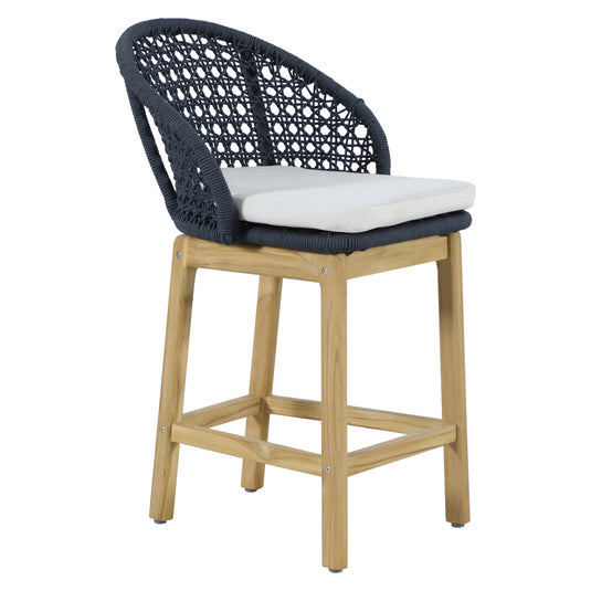 Silla alta de madera Trinity para exterior e interior color Azul Marino - HUC41243-AZM