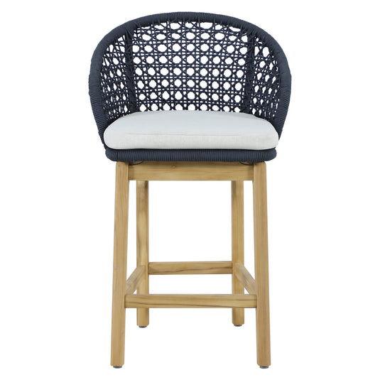 Silla alta de madera Trinity para exterior e interior color Azul Marino - HUC41243-AZM