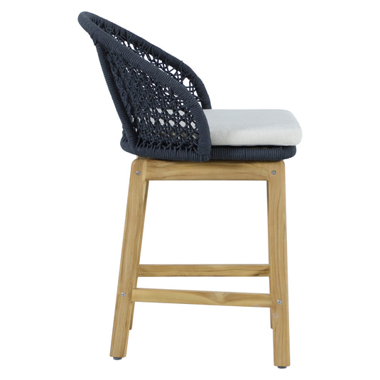 Silla alta de madera Trinity para exterior e interior color Azul Marino - HUC41243-AZM