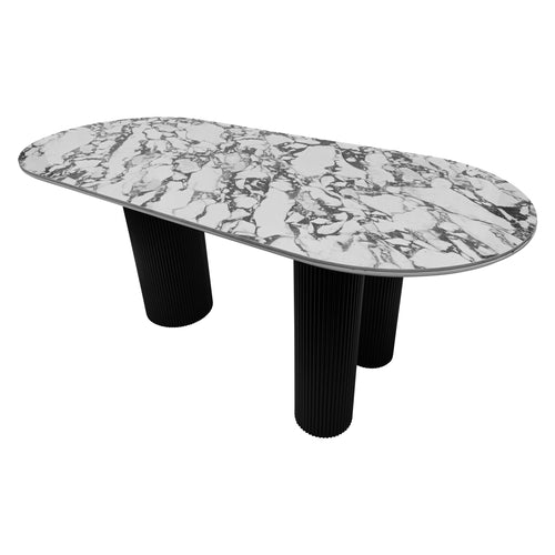 Mesa de Comedor 1.8 M color Blanco/ negro marmoleada Tropicalito - WB0118-WH-BL