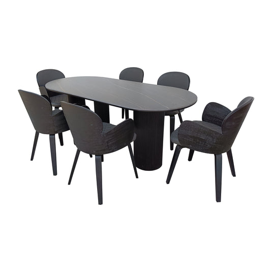 Comedor Tropicalito negro 1.8 M  + 6 sillas JY6165XM2