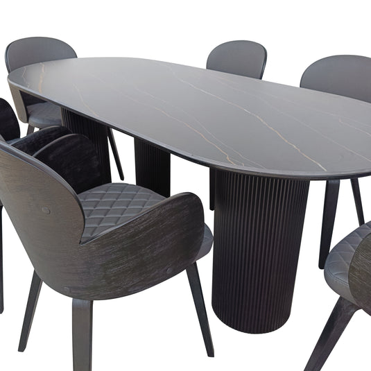 Comedor Tropicalito negro 1.8 M  + 6 sillas JY6165XM2