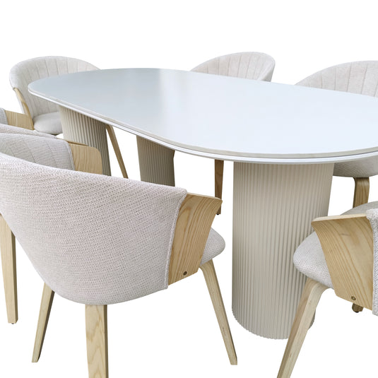 Comedor Tropicalito color beige 1.8 M  + 6 sillas Aragon JY6181XM2-BE