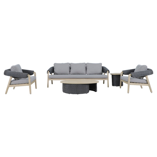 Set triple de madera para exterior Tyler color gris y natural - HUC41271-73-74-76