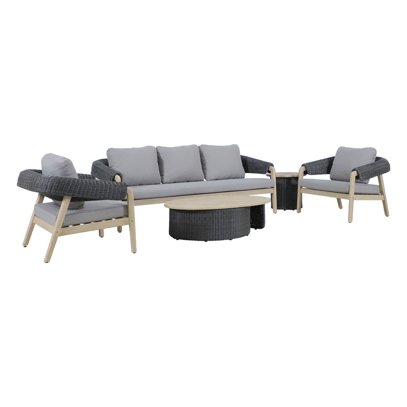 Cargue la imagen en el visor de la galería, Set triple de madera para exterior Tyler color gris y natural - HUC41271-73-74-76
