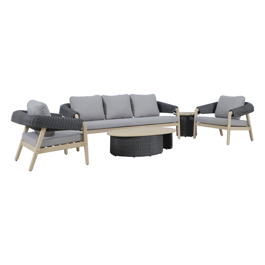 Set triple de madera para exterior Tyler color gris y natural - HUC41271-73-74-76