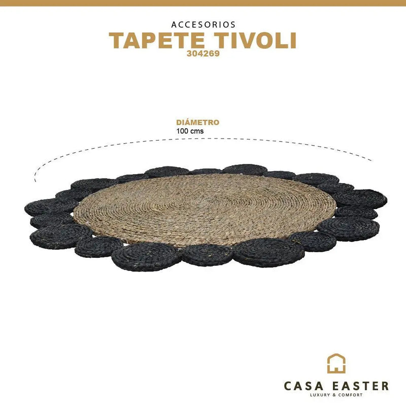 Cargue la imagen en el visor de la galería, Tapete Tivoli Decorativo Tejido Color Negro&amp;Natural -304269
