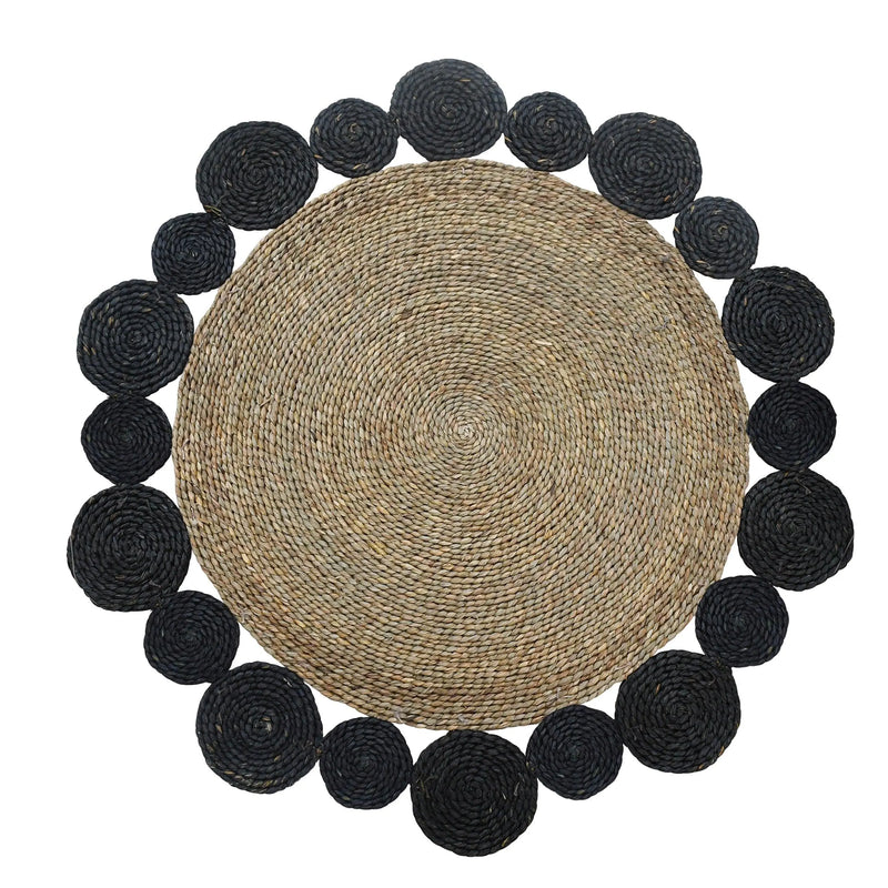 Cargue la imagen en el visor de la galería, Tapete Tivoli Decorativo Tejido Color Negro&amp;Natural -304269
