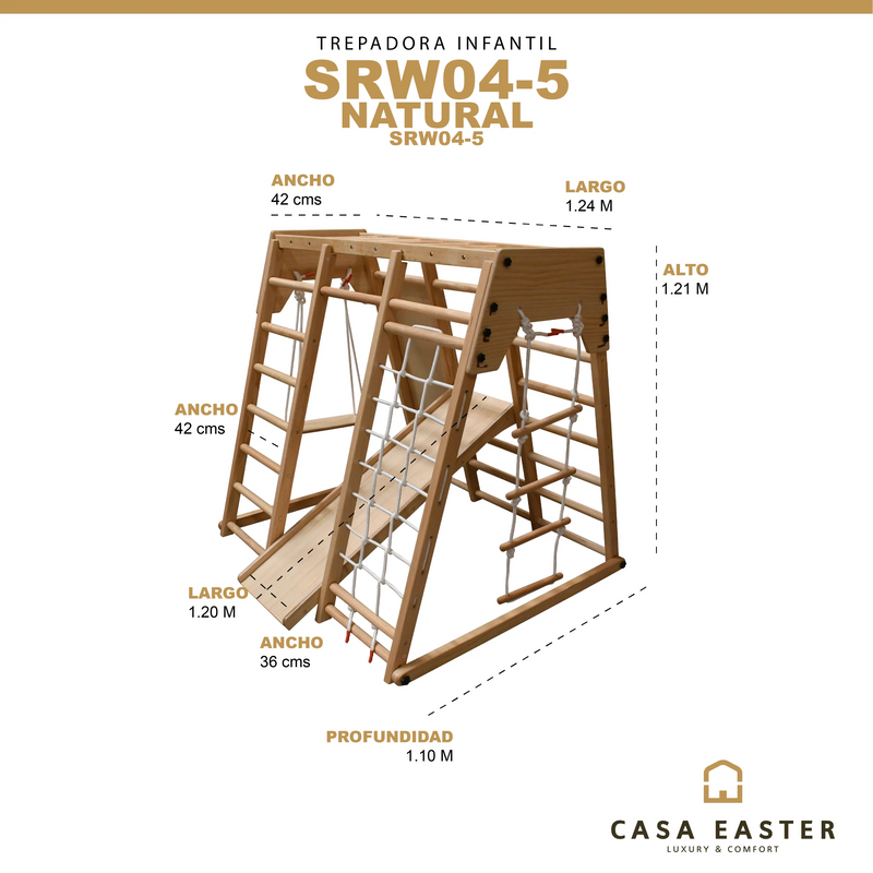 Cargue la imagen en el visor de la galería, Trepadora infantil para interior y exterior de madera SRW04-5-SRW04-5 CasaEaster

