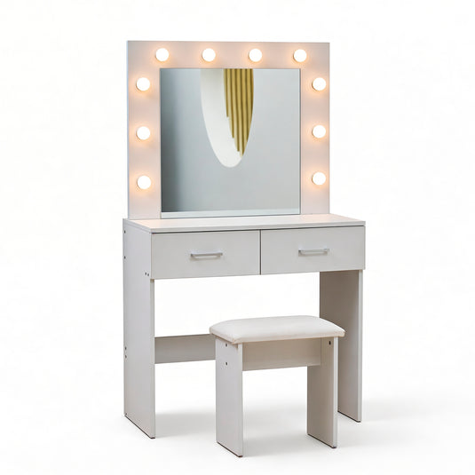 Tocador Vanity con 12 bombilla color blanco 3 tonos de luz led - 27647BSET2A