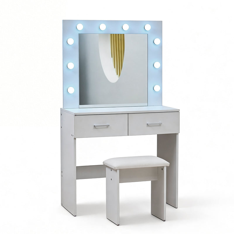 Cargue la imagen en el visor de la galería, Tocador Vanity con 12 bombilla color blanco 3 tonos de luz led - 27647BSET2A
