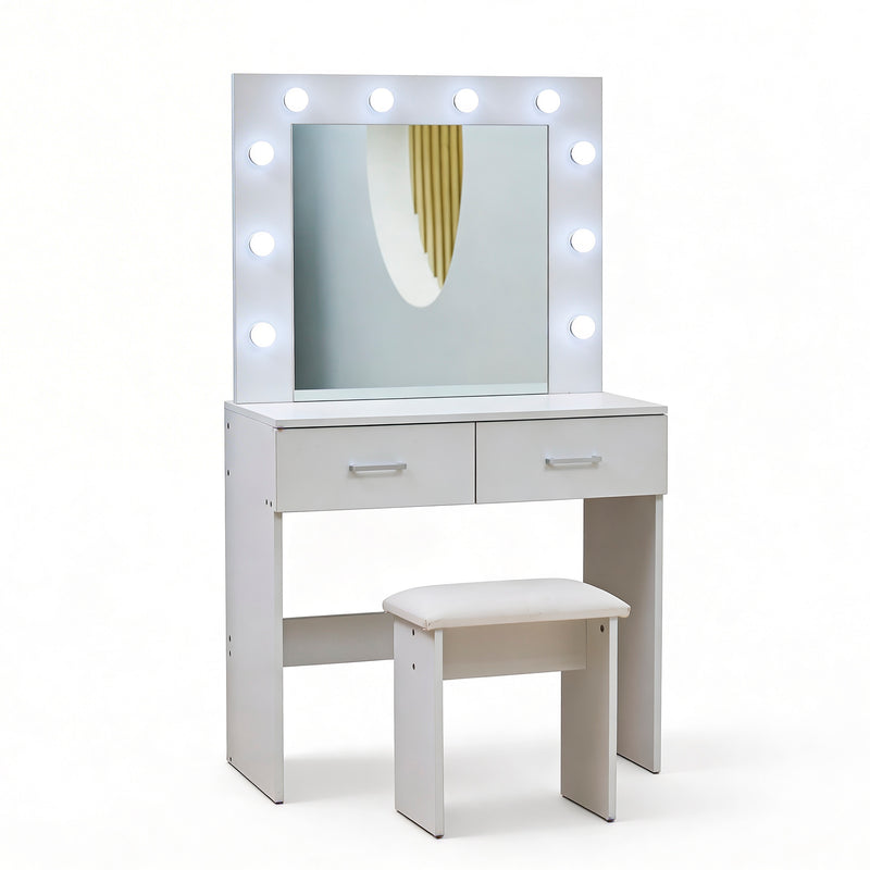 Cargue la imagen en el visor de la galería, Tocador Vanity con 12 bombilla color blanco 3 tonos de luz led - 27647BSET2A
