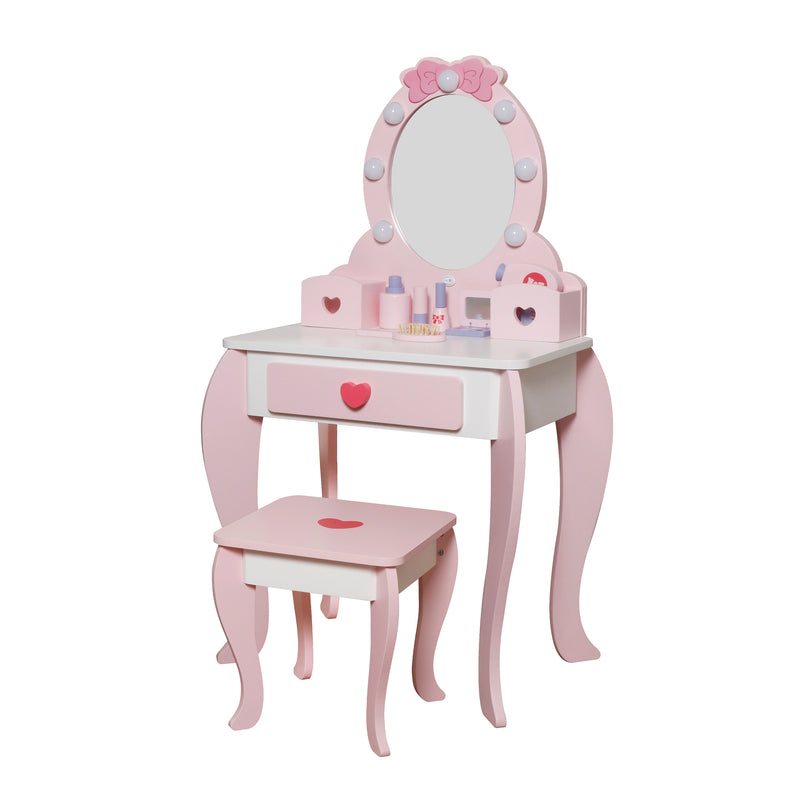 Cargue la imagen en el visor de la galería, Tocador de madera Infantil color rosa - W08H223
