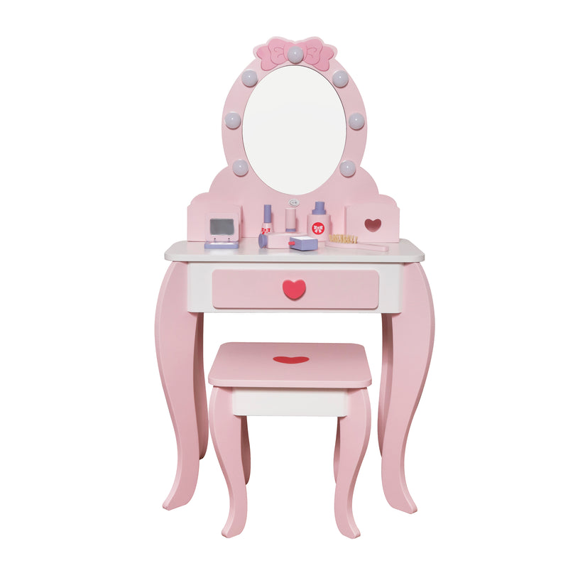 Cargue la imagen en el visor de la galería, Tocador de madera Infantil color rosa - W08H223
