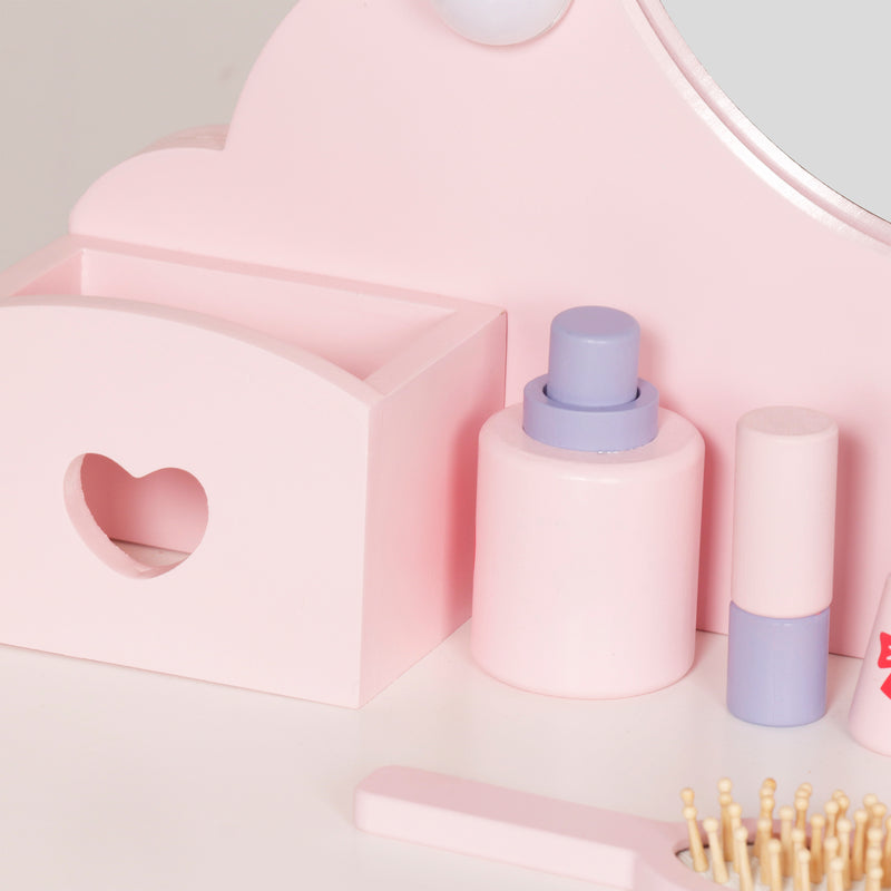 Cargue la imagen en el visor de la galería, Tocador de madera Infantil color rosa - W08H223
